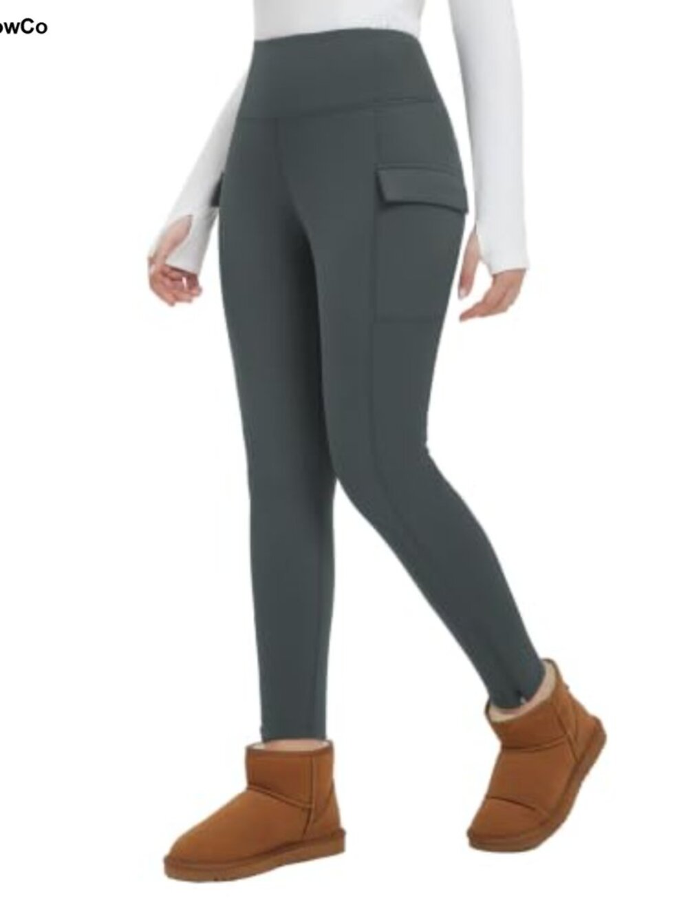 Thick Fleece Lined High Waist Winter Leggings with Zipper Pockets